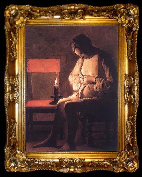 framed  LA TOUR, Georges de Woman Catching Fleas, ta009-2